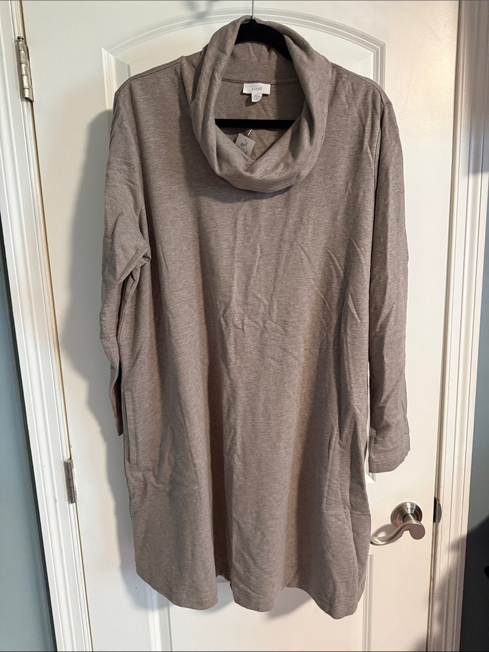 Cozy Taupe Cowl Neck Dress
